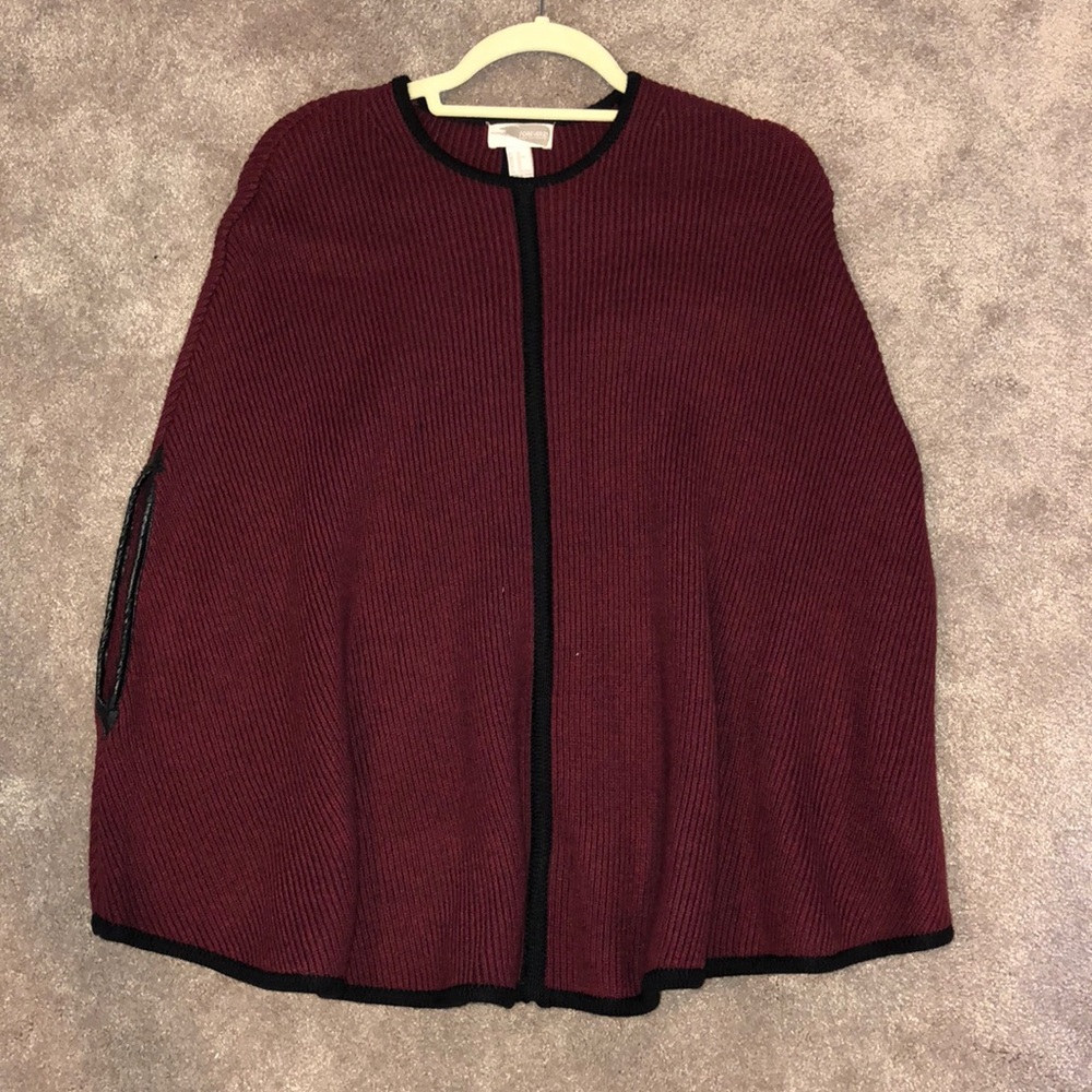 Maroon with black trim poncho